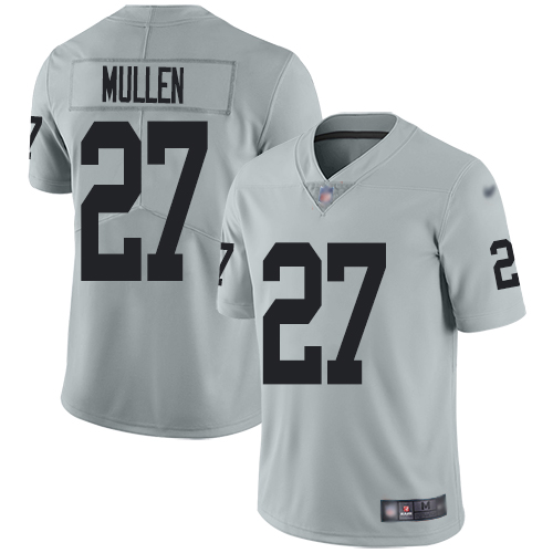 Men Oakland Raiders Limited Silver Trayvon Mullen Jersey NFL Football #27 Inverted Legend Jersey->nfl t-shirts->Sports Accessory
